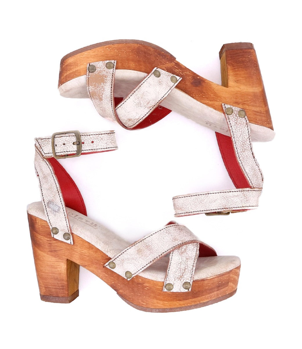 A pair of Kalah sandals by Bed Stu with red and white straps.