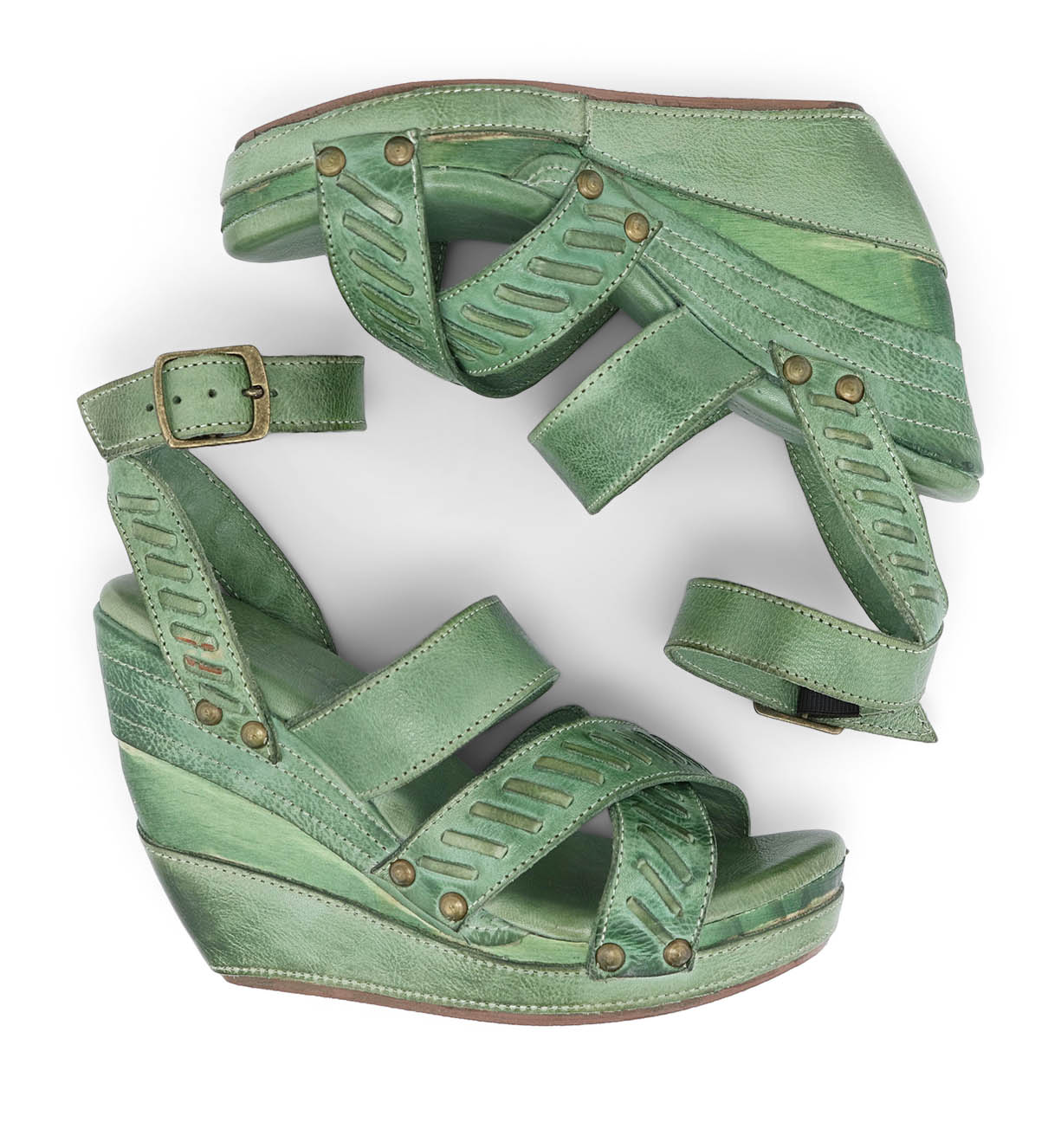 A pair of Bed Stu Kaphie sandals with straps and buckles.