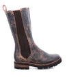 A women's Kataleya brown leather boot with a red sole by Bed Stu.