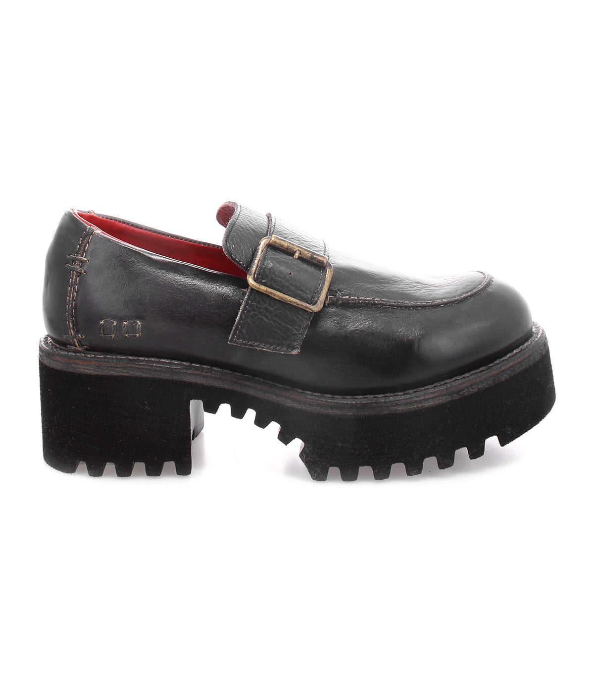 A comfortable black loafer with a buckle, perfect for fall fashion, called the Kavi by Bed Stu.