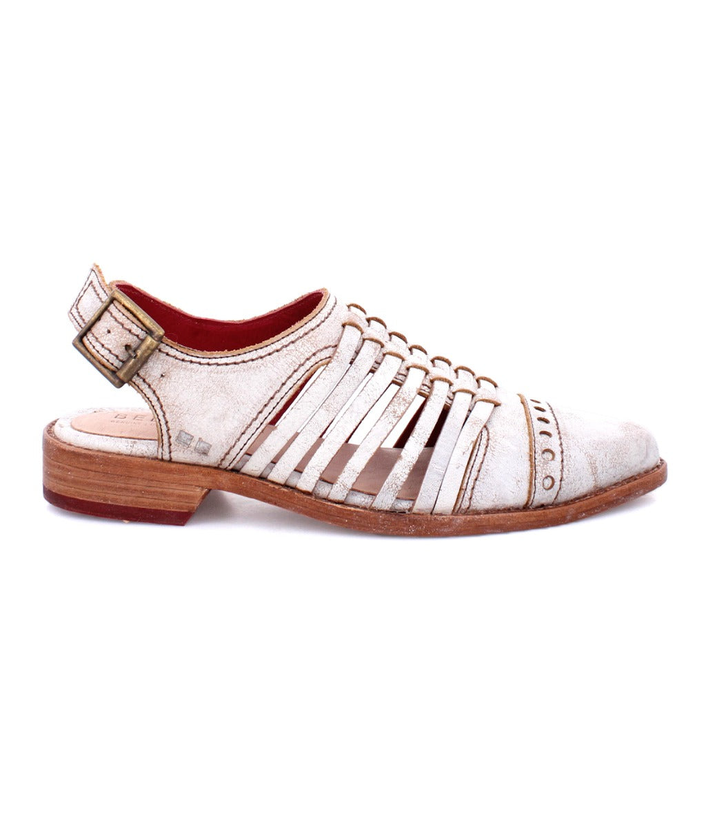 A women's white leather sandal called the Kennya by Bed Stu.