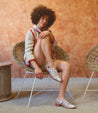 A woman in a pair of Kennya shoes by Bed Stu.