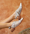A woman in a pair of Kennya shoes by Bed Stu.