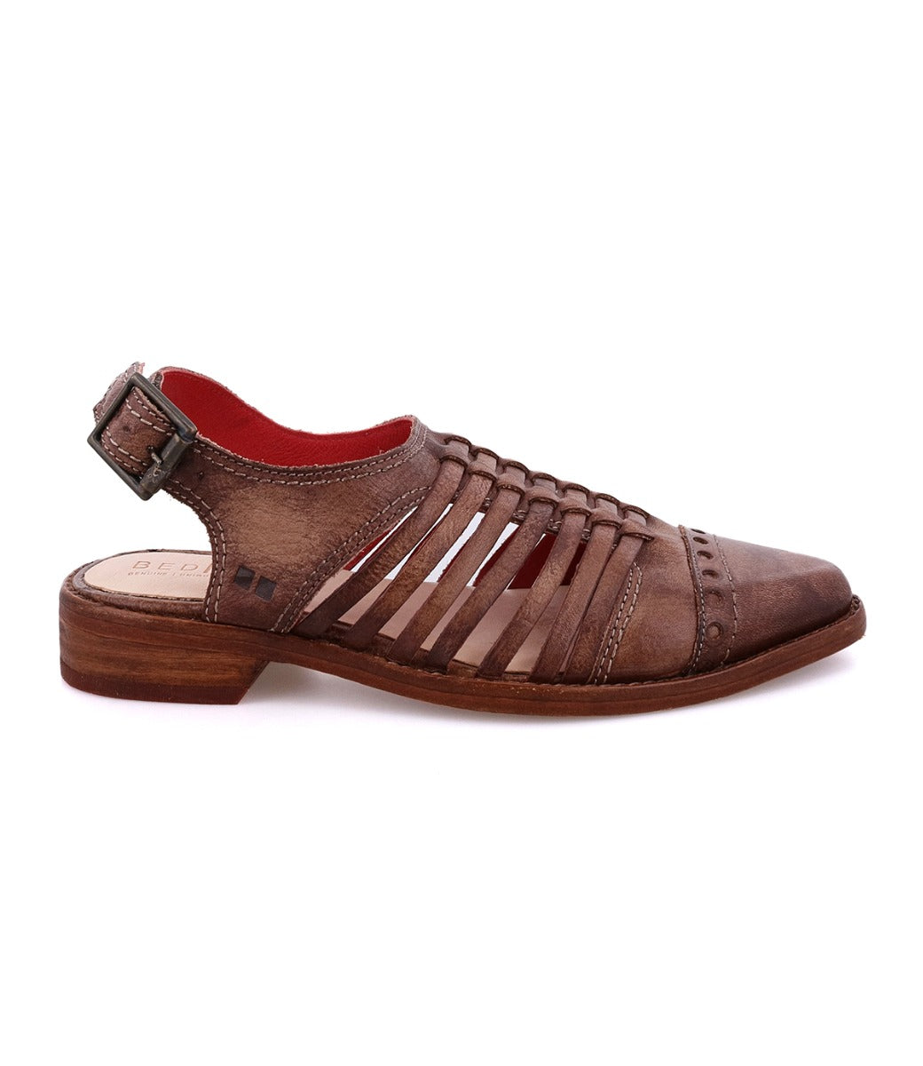 A women's teak leather sandal called the Kennya by Bed Stu.