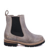 A grey Kiefra Trek chelsea boot with black outs from Bed Stu.