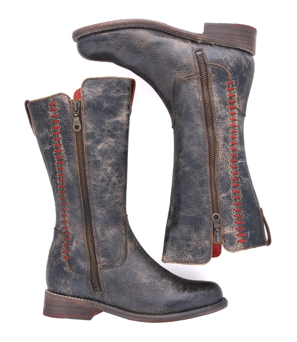 A pair of Bed Stu Latifah women's boots with zippers on the side.