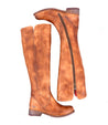 A pair of Letizia boots by Bed Stu, made of tan leather with zippers on the side.