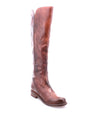 A Letizia women's brown leather boot on a white background by Bed Stu.