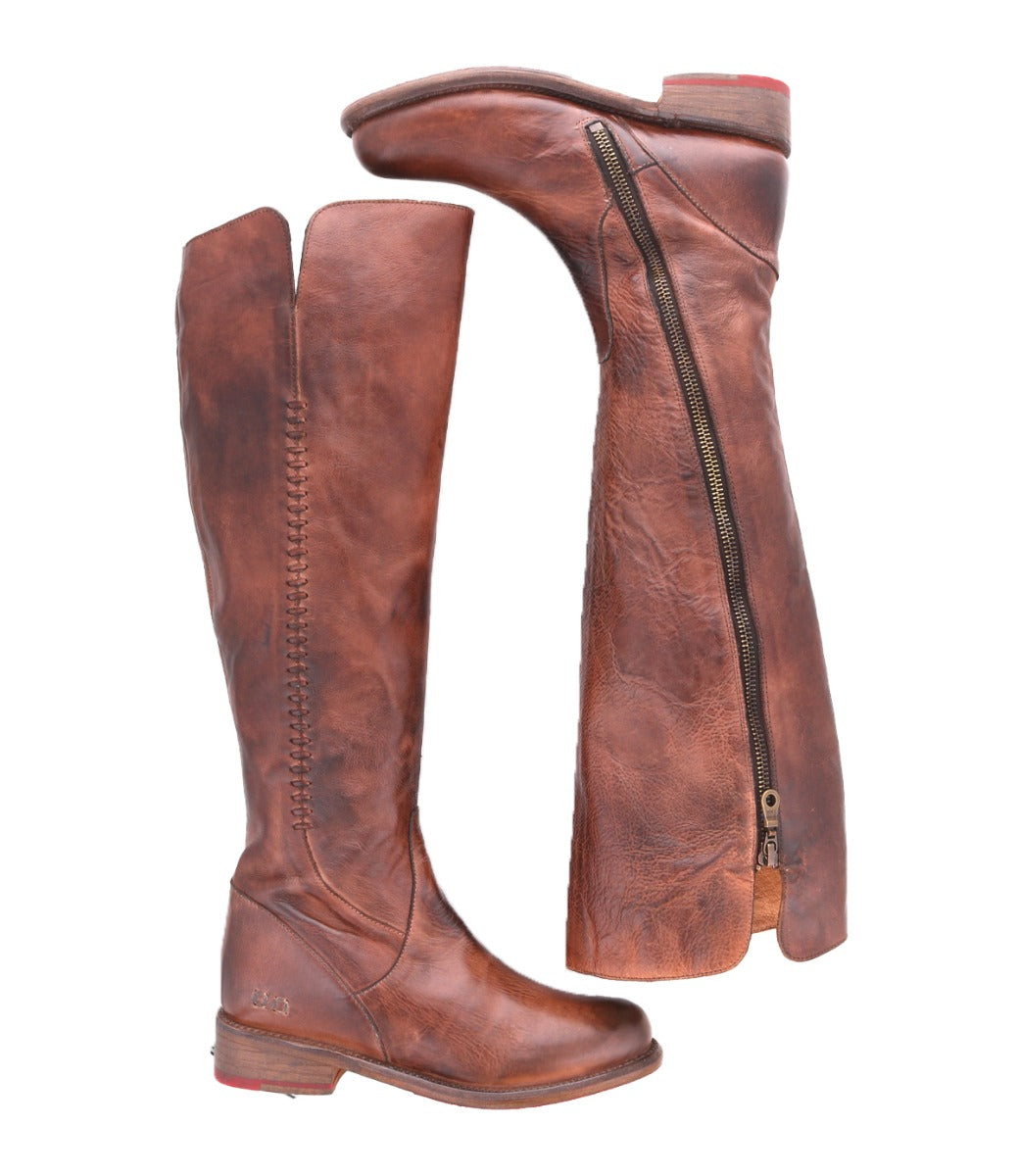 A pair of Bed Stu Letizia women's brown tall boots.