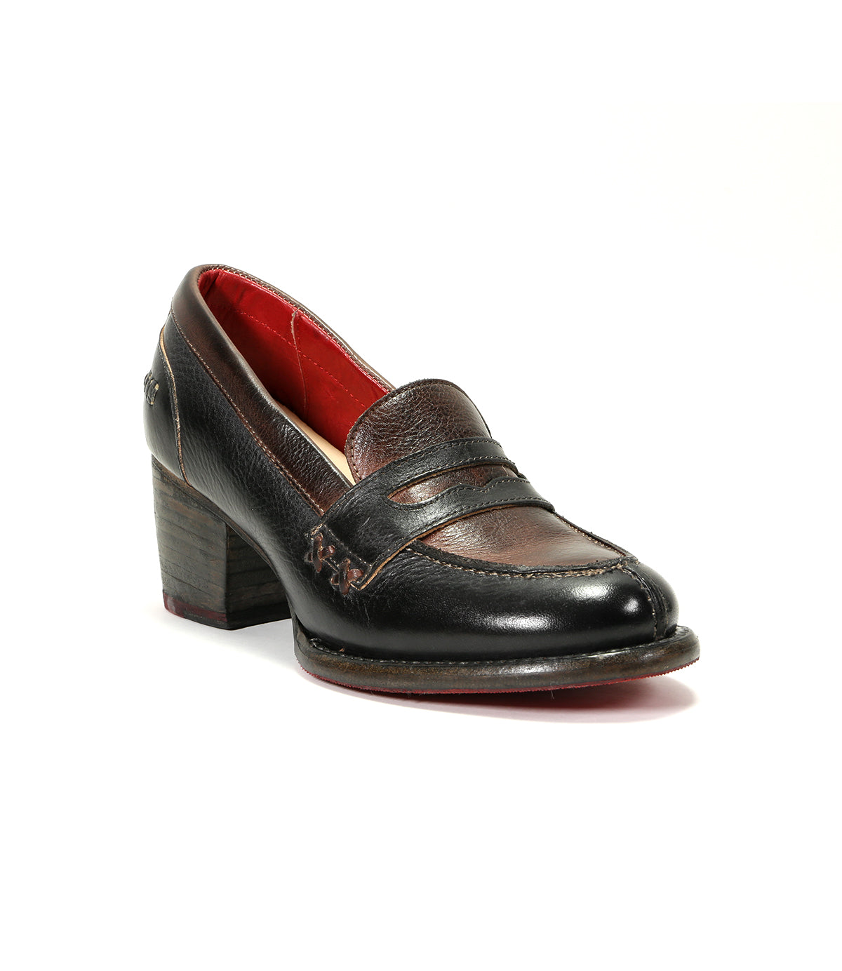 Elevate your shoe game with these sleek women's Liberty black and red loafers from Bed Stu, featuring a stylish wooden heel. Perfect for adding a touch of sophistication to your office attire.