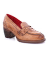 A women's brown loafer with a wooden heel, the Liberty by Bed Stu.