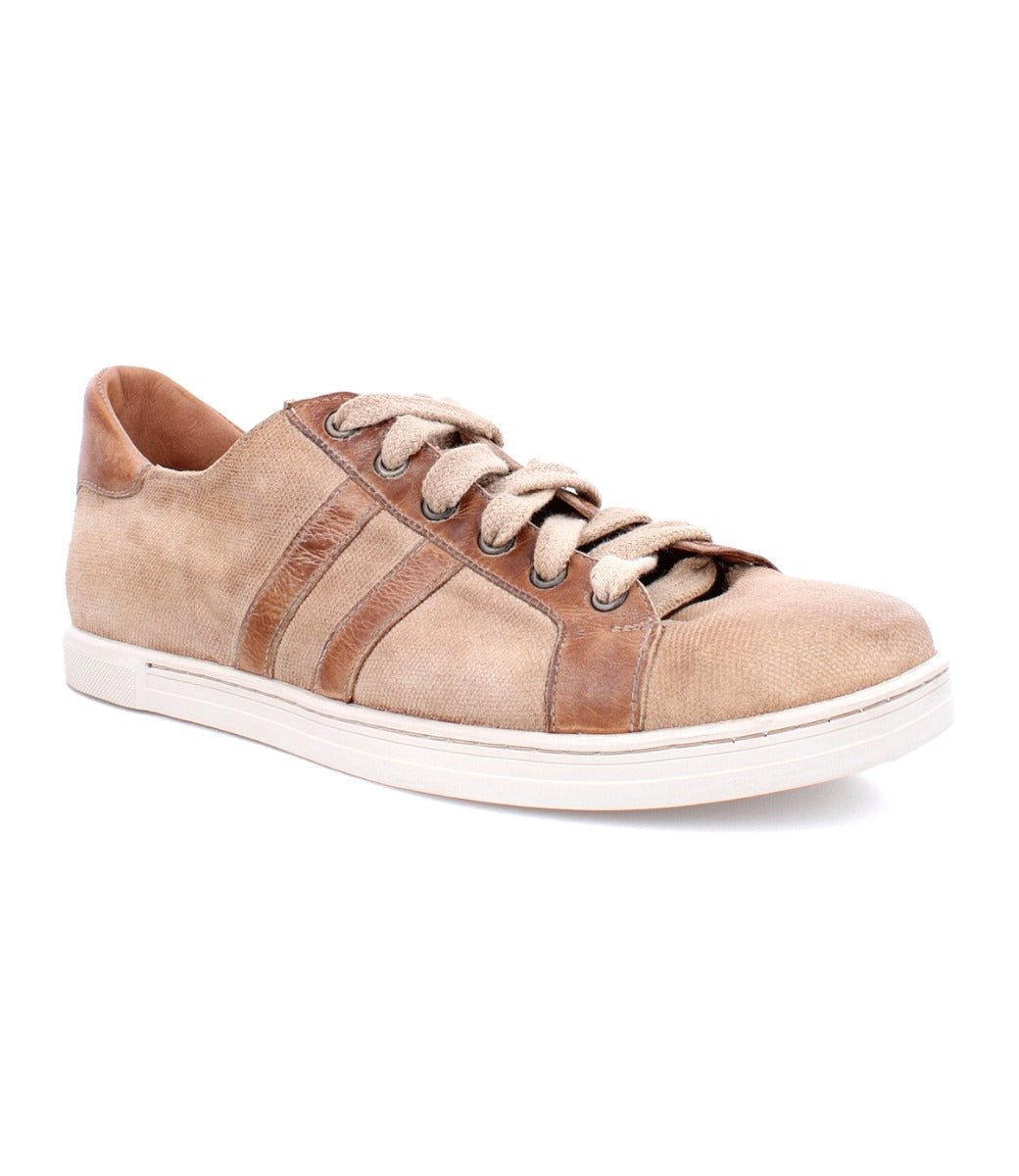 A men's tan and brown Lighthouse sneaker with laces by Bed Stu.
