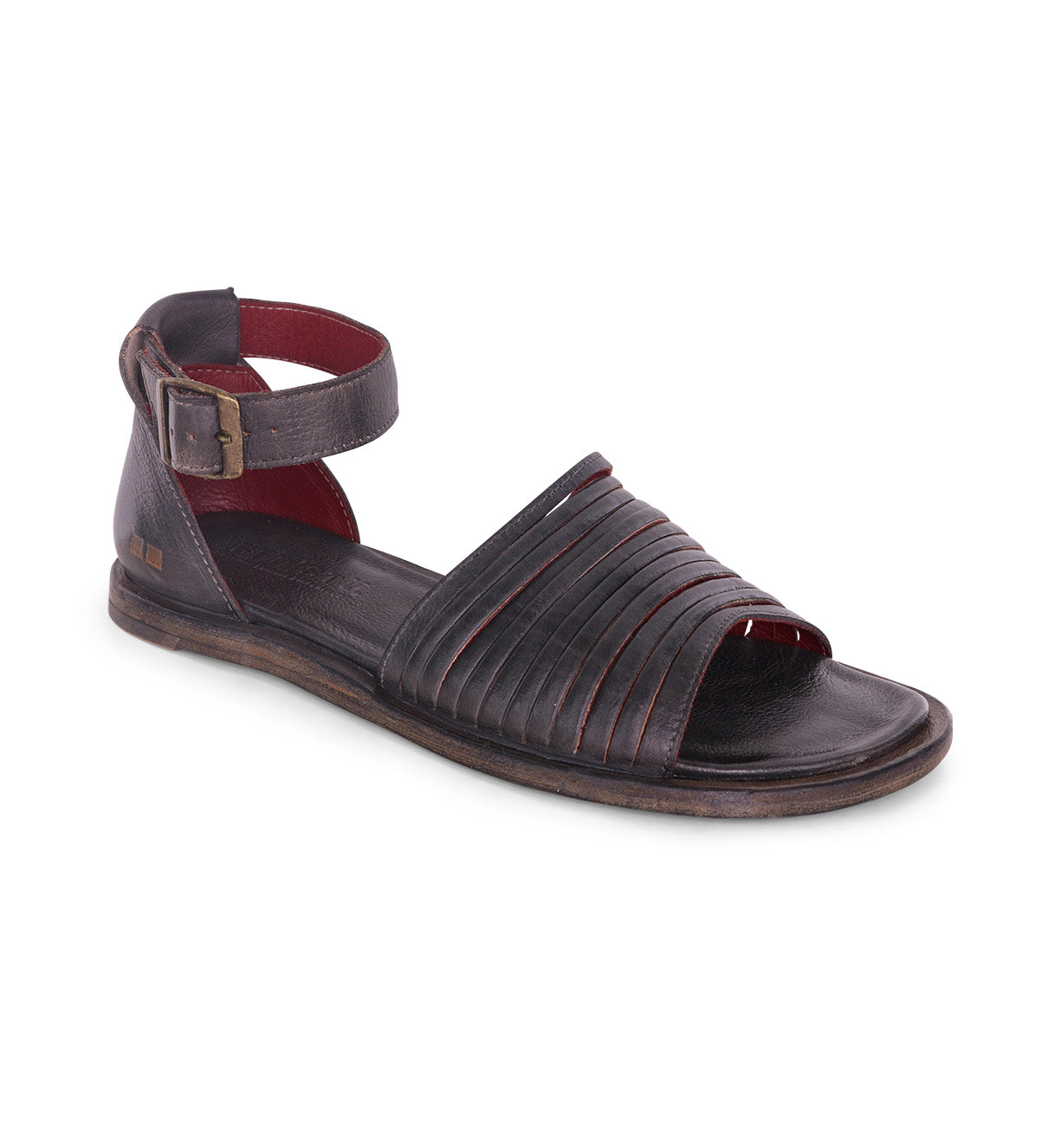 A women's Bed Stu Lilia black leather sandal with two straps.