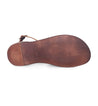 The back view of a women's Bed Stu Lilia brown leather sandal.