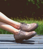 The Bed Stu Lita K III women's grey wingtip oxford shoes.