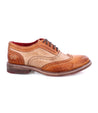 A tan and brown wingtip oxford shoe called "Lita" by Bed Stu.