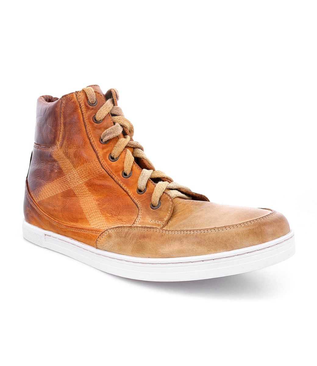 A men's Lordmind by Bed Stu tan leather high top sneaker.