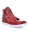 A men's Lordmind red leather high top sneaker by Bed Stu.