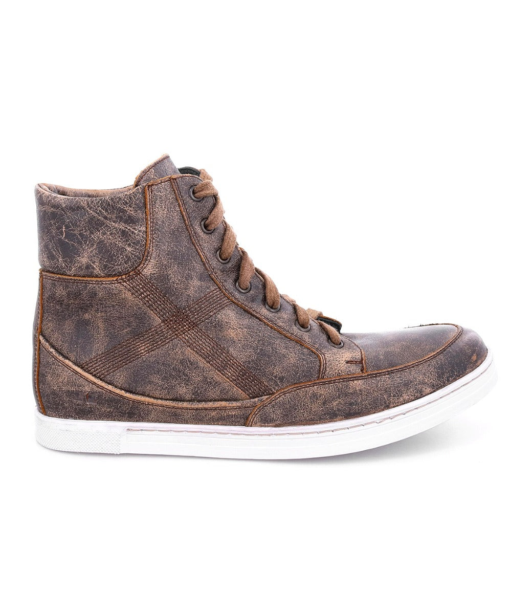 A Lordmind men's brown high top sneaker on a white background by Bed Stu.