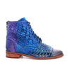 A women's Loretta blue leather ankle boot by Bed Stu.