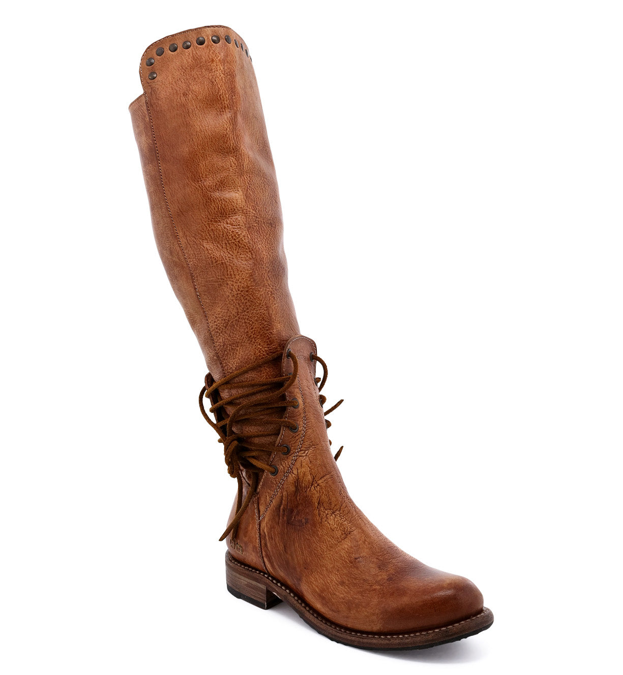 A women's Bed Stu Loxley brown leather boot with laces.