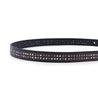 A black Lucy belt with silver studs on it by Bed Stu.