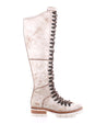A women's Lustrous white leather boot with laces by Bed Stu.