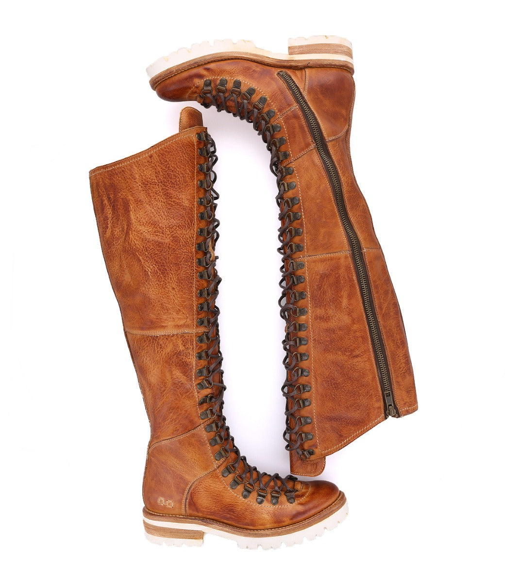 A pair of Lustrous brown leather boots with laces from Bed Stu.