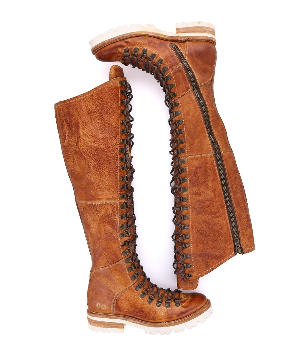 A pair of Lustrous brown leather boots with laces from Bed Stu.