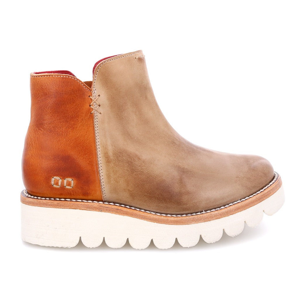 A women's ankle boot in tan and brown called Lydyi by Bed Stu.