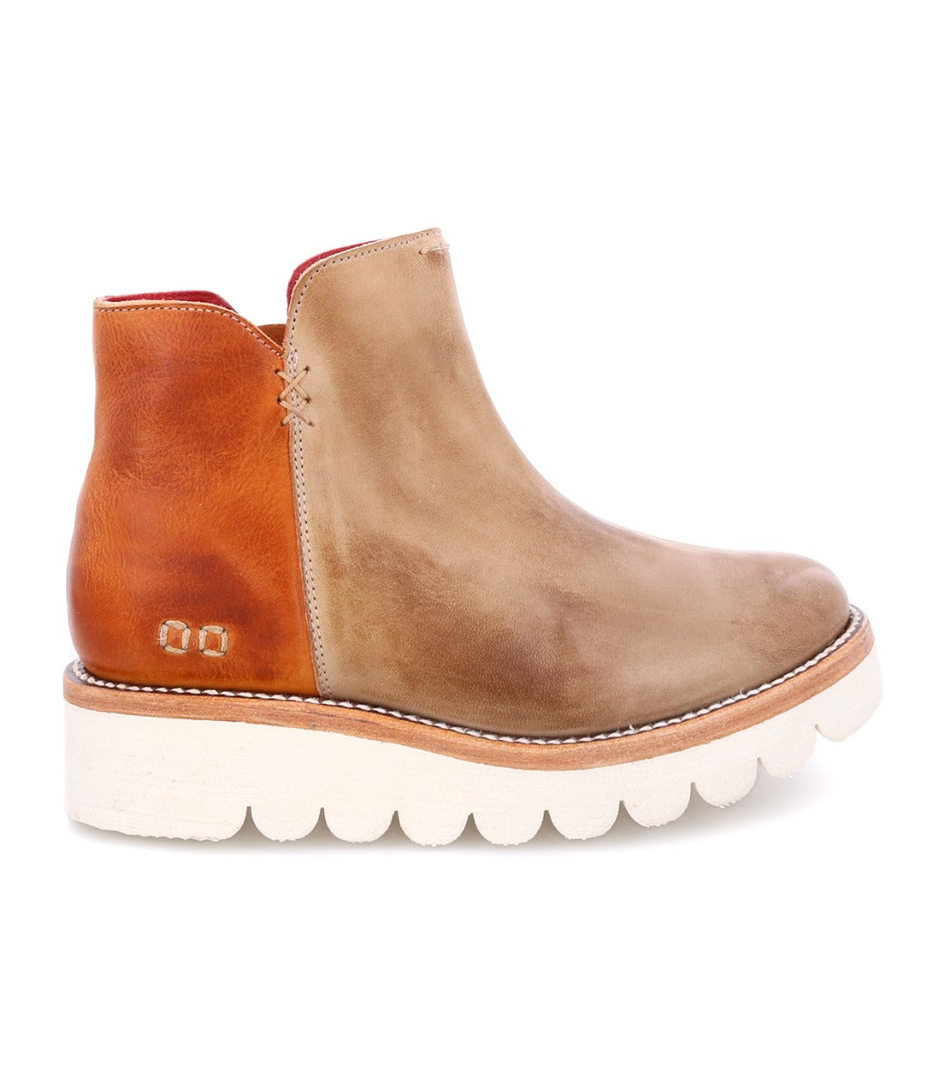 A women's ankle boot in tan and brown called Lydyi by Bed Stu.