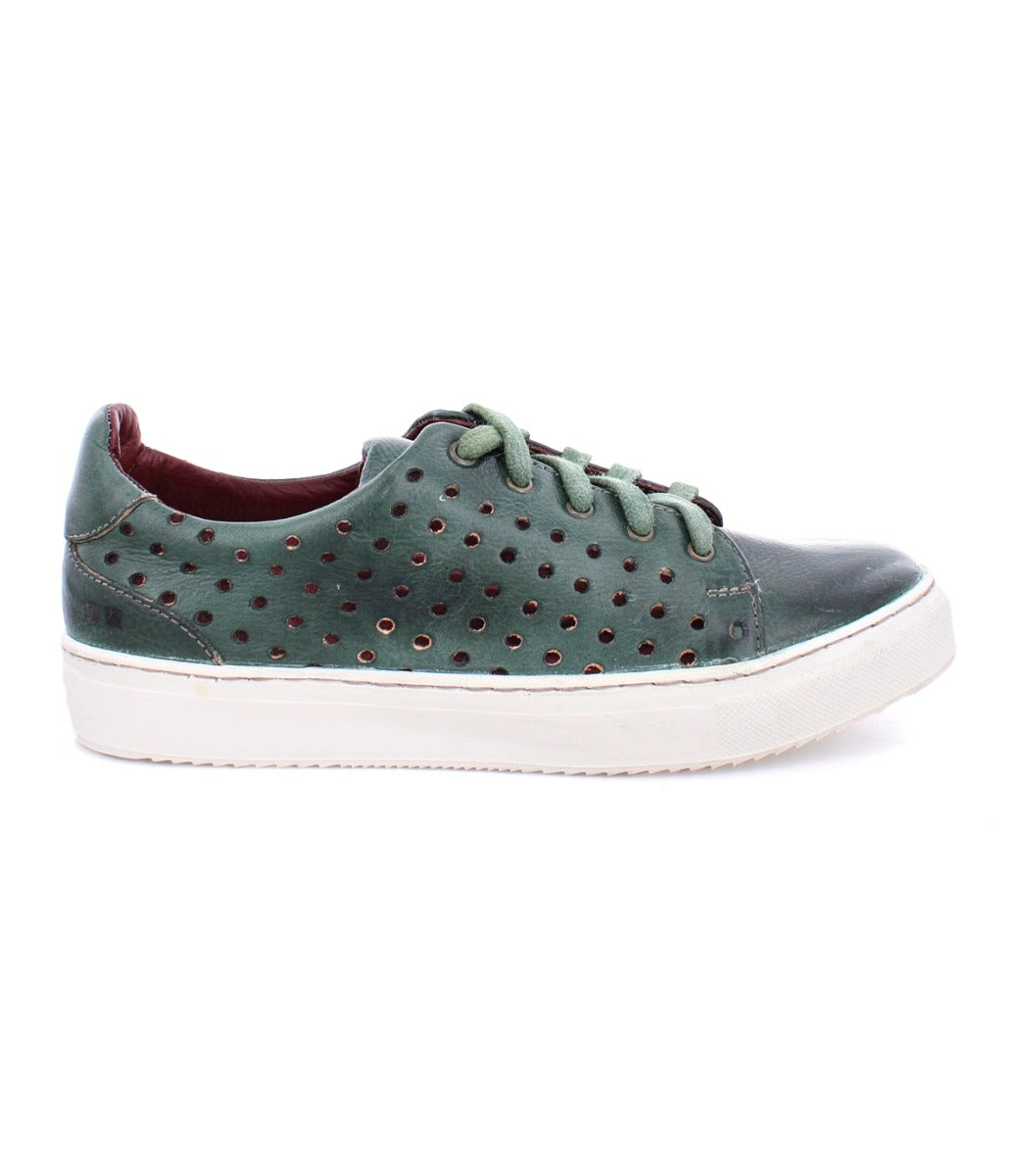 A women's green leather Lyne sneaker with perforations by Bed Stu.