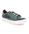 A women's green leather Lyne sneaker with perforations from Bed Stu.