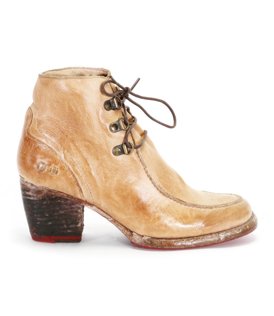 A women's ankle boot in tan leather called Mage by Bed Stu.
