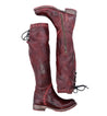 A pair of Bed Stu Manchester III women's red leather boots.