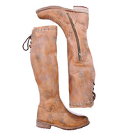 A pair of Manchester III boots by Bed Stu, made of tan leather with zippers on the side.