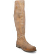 A women's Manchester Wide Calf by Bed Stu tan leather knee high boot on a white background.