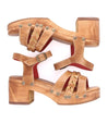 A pair of women's Bed Stu Mantis sandals with straps and a wooden heel.