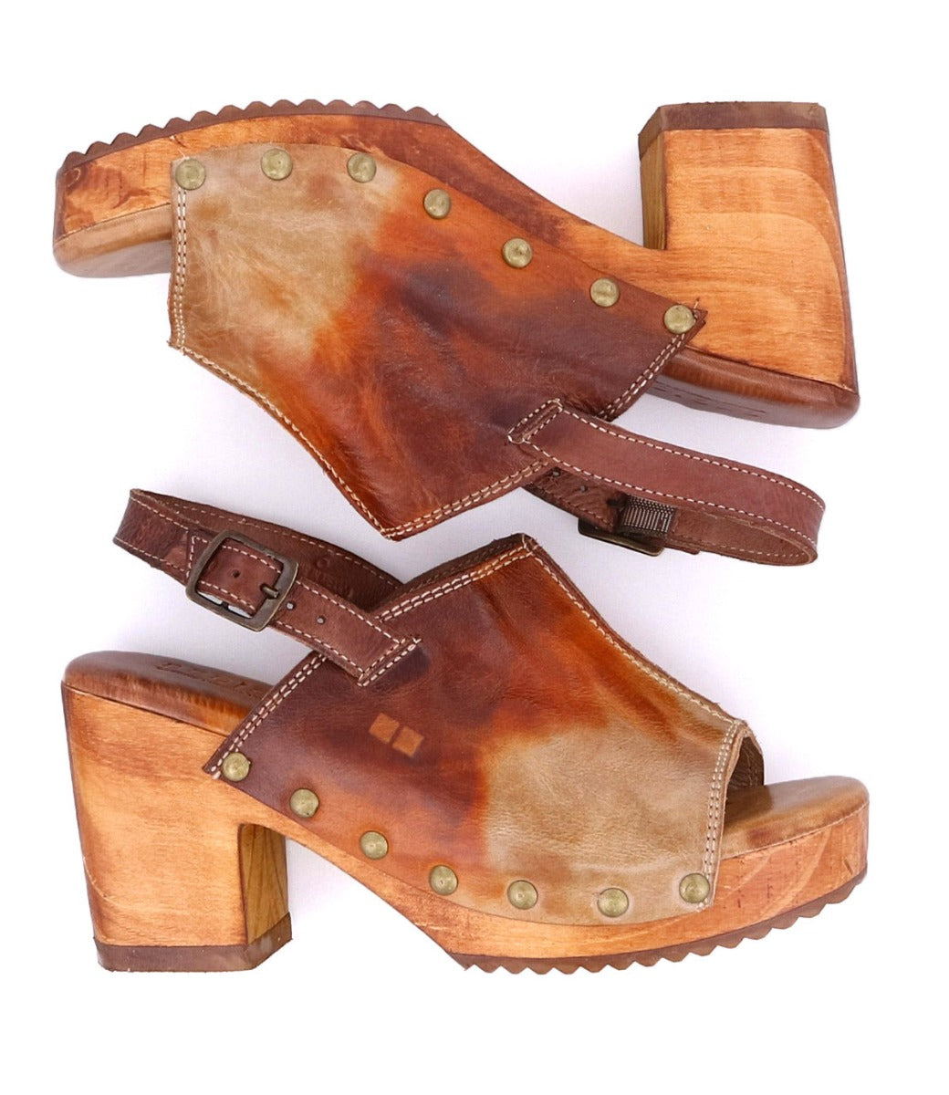 A pair of Marie brown leather sandals with a wooden heel from Bed Stu.
