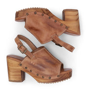 A pair of Marie brown leather sandals with a wooden heel from Bed Stu.