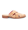 A Mayra women's tan mule with two straps and a wooden sole from Bed Stu.