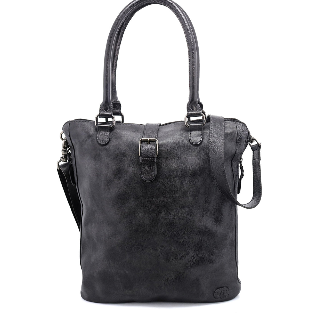 A Mildred black leather tote bag with a shoulder strap by Bed Stu.