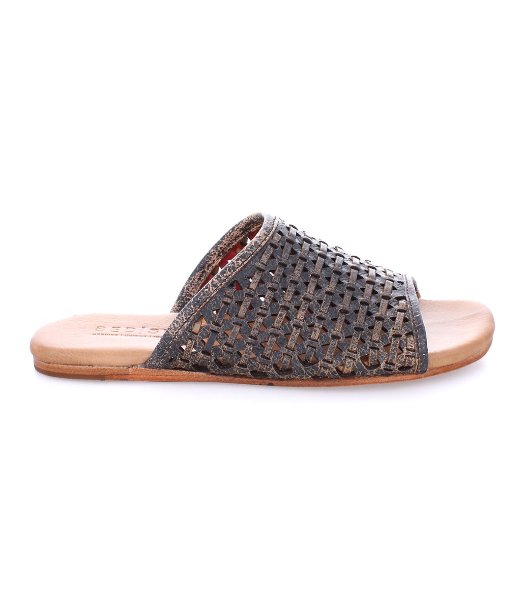 A Bed Stu Minerva women's sandal with woven straps and a leather sole.