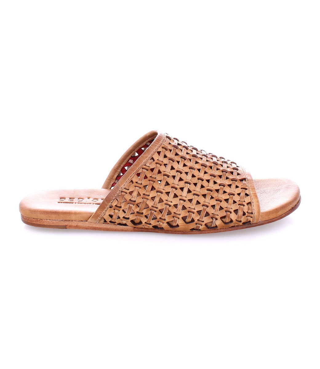 Bed Stu Women's Minerva tan leather slide sandals.