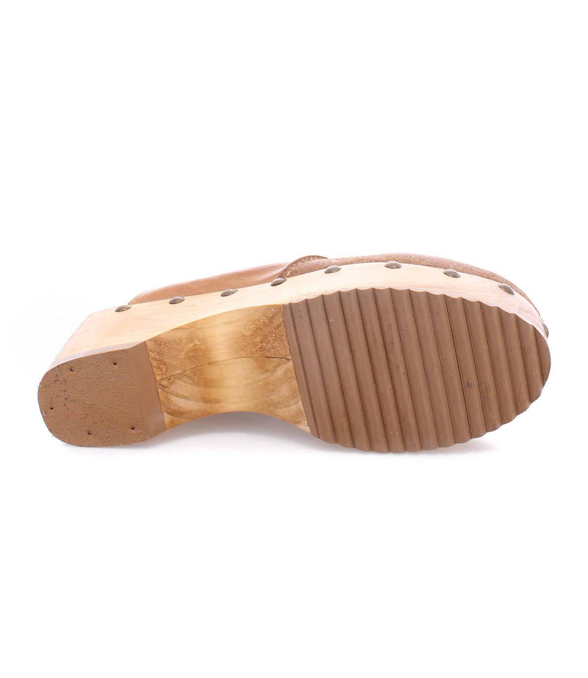 Bed Stu shoes with Chilean wood clog bottoms on a white background.