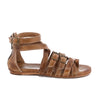 A women's Miya tan leather sandal by Bed Stu with straps and buckles.