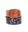 A Mohawk leather belt with a floral design on it. (Brand: Bed Stu)