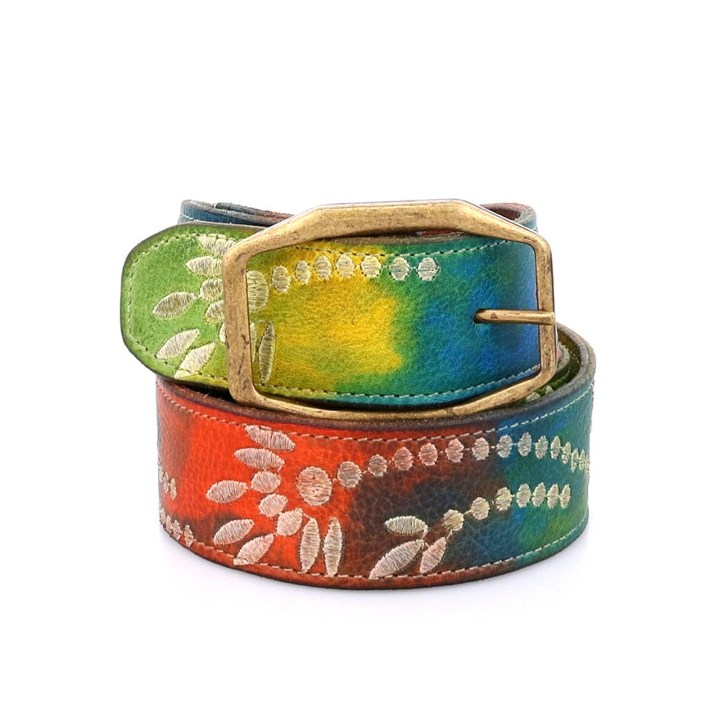 A colorful Mohawk belt with a gold buckle from Bed Stu.