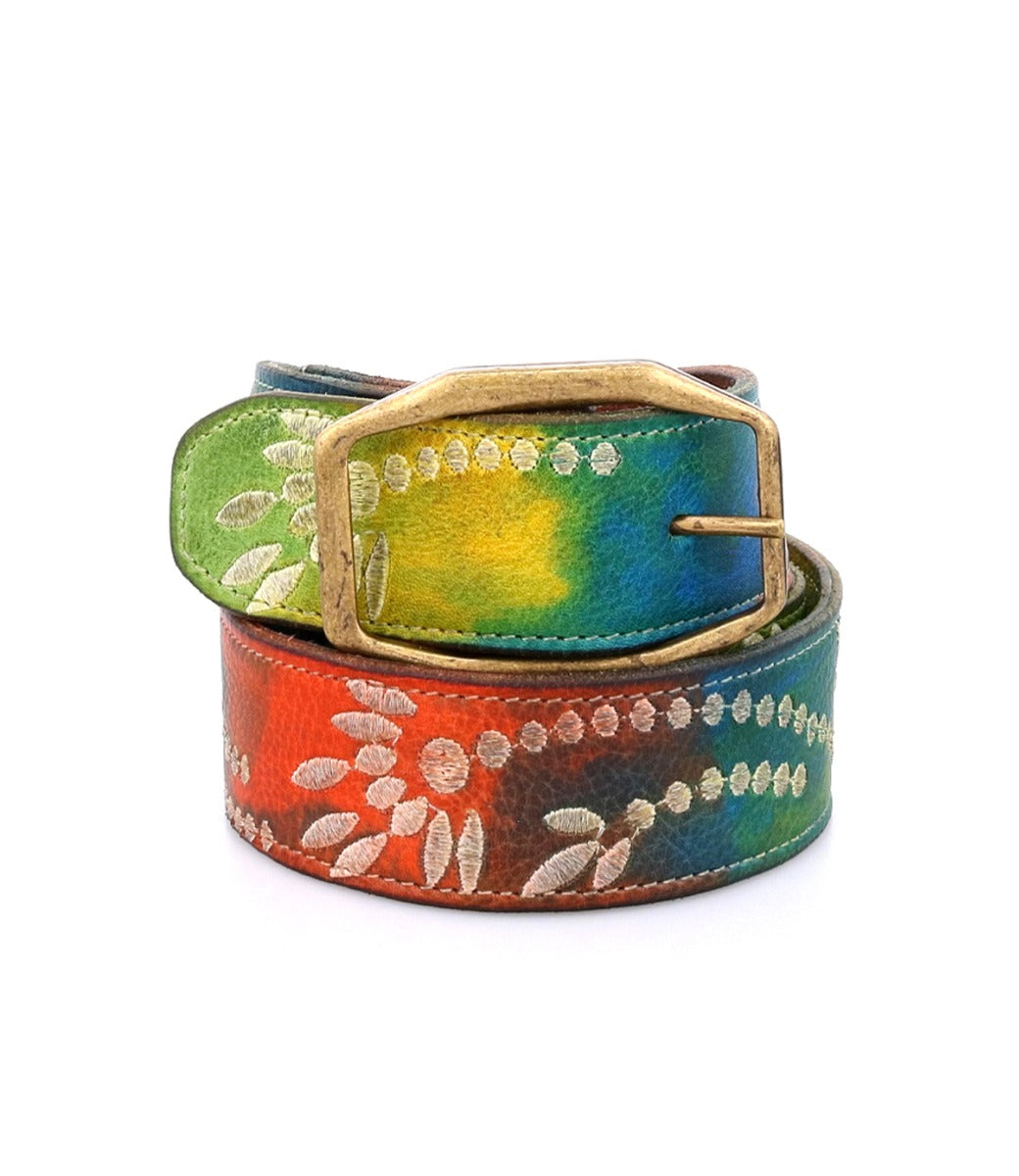 A colorful Mohawk belt with a gold buckle from Bed Stu.