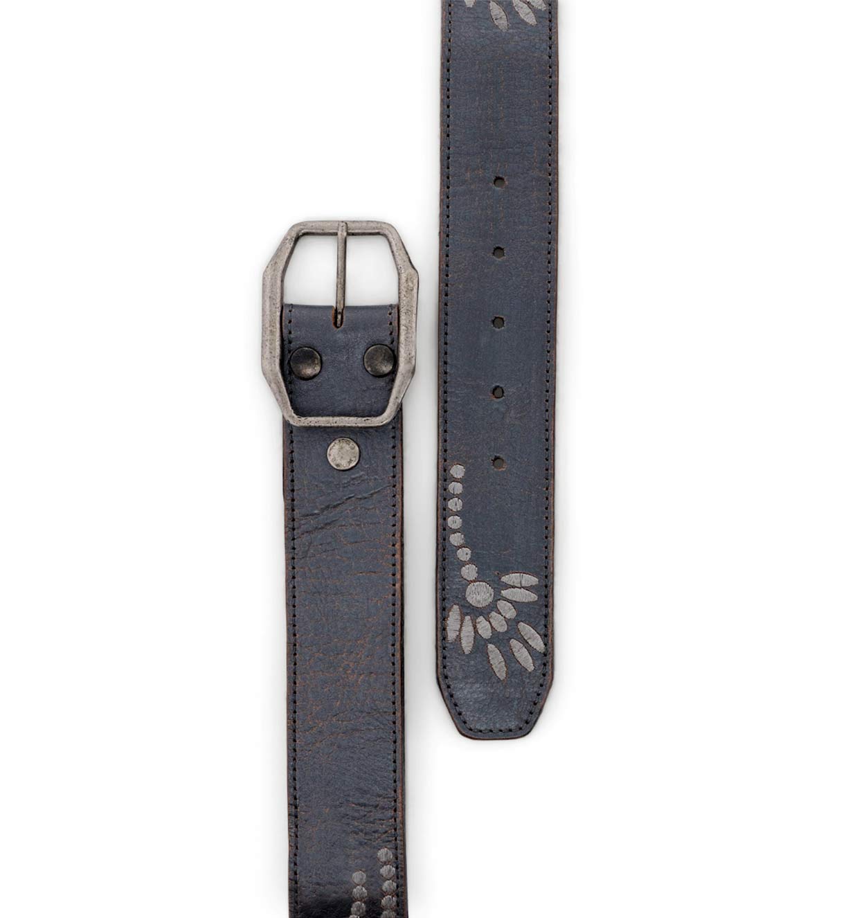 A Mohawk belt with a silver buckle by Bed Stu.